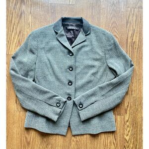 Vintage Gray Office Siren Blazer with Pleather Collar Size 14